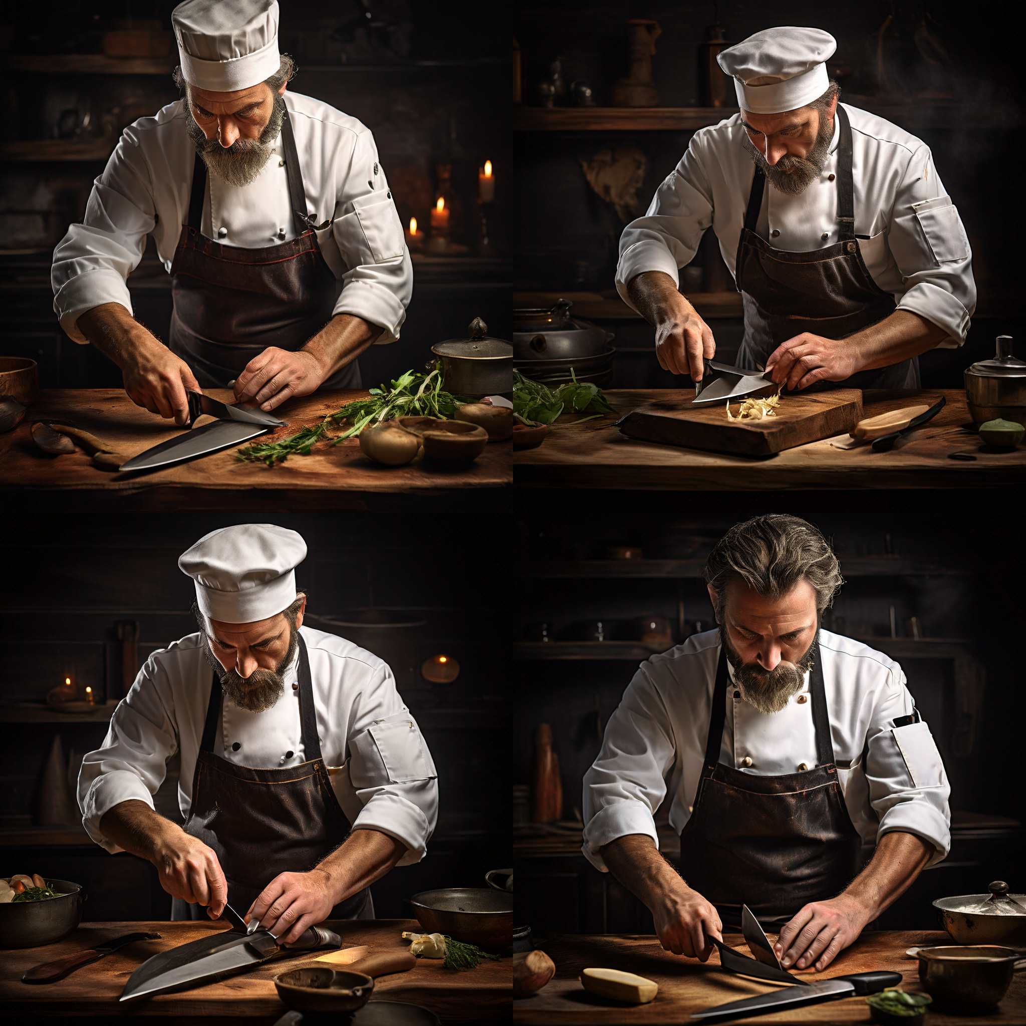 A chef sharpening a knife