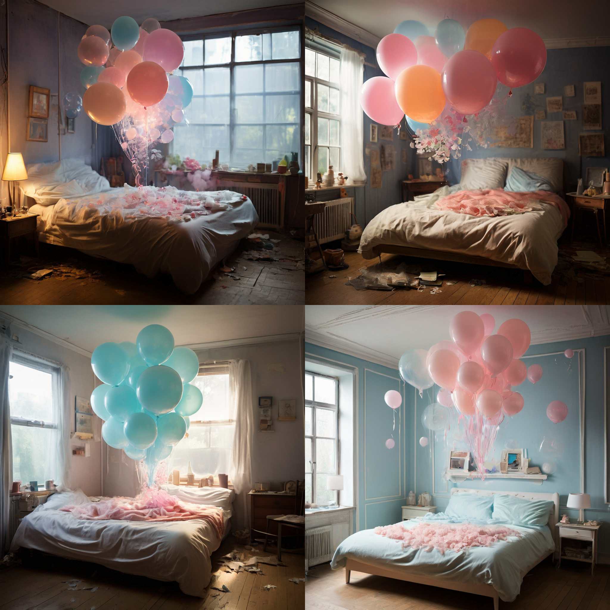 A balloon filled with air in the bedroom