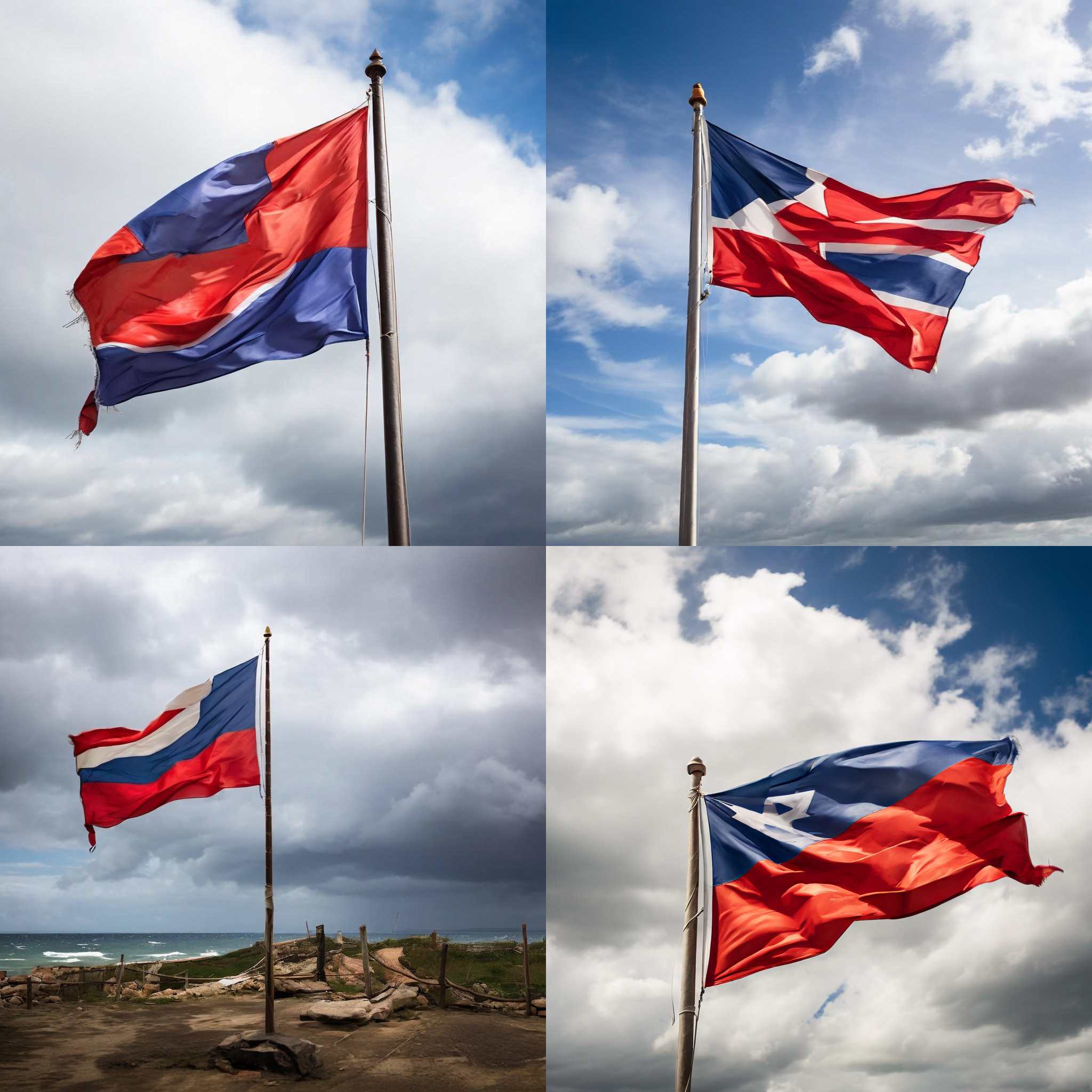 A flag on a pole on a windy day