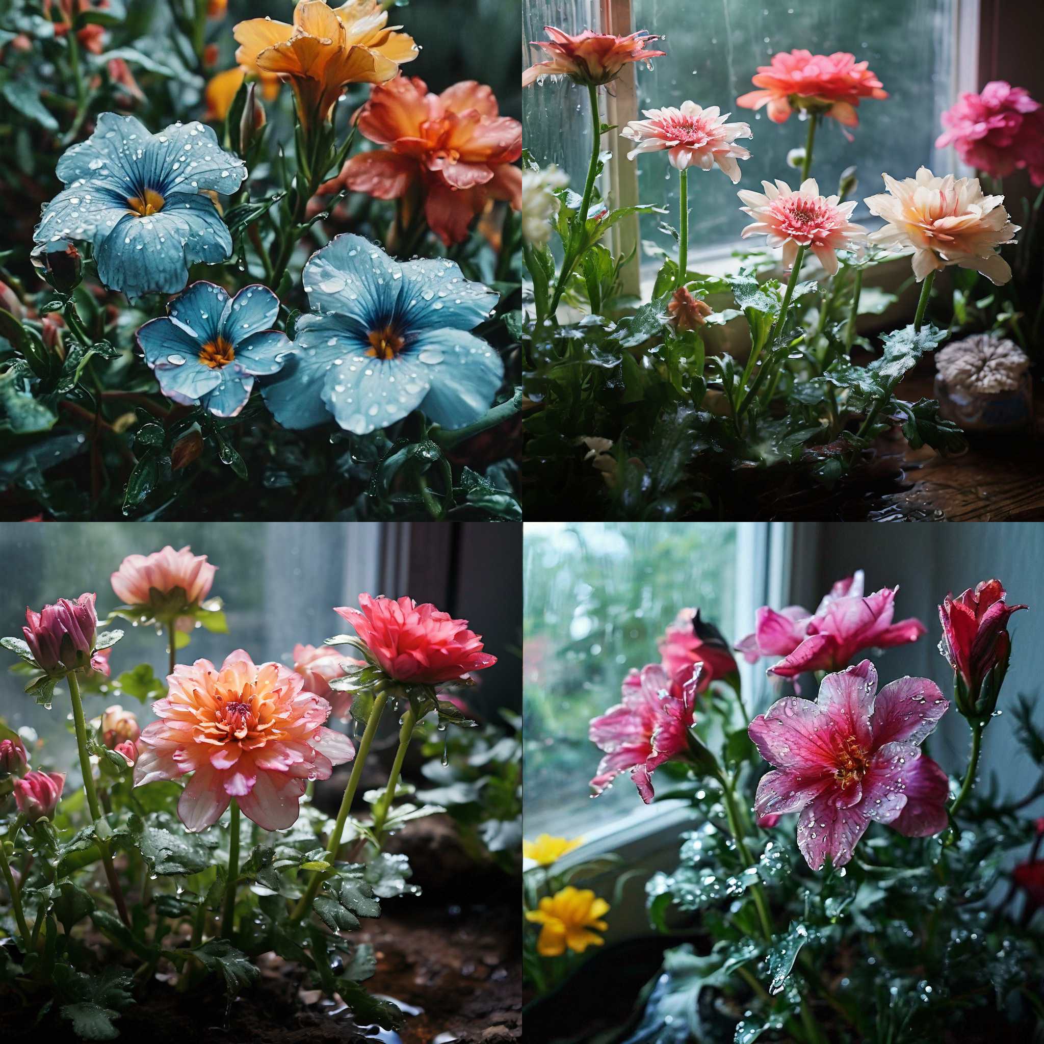 Regularly watered flowers