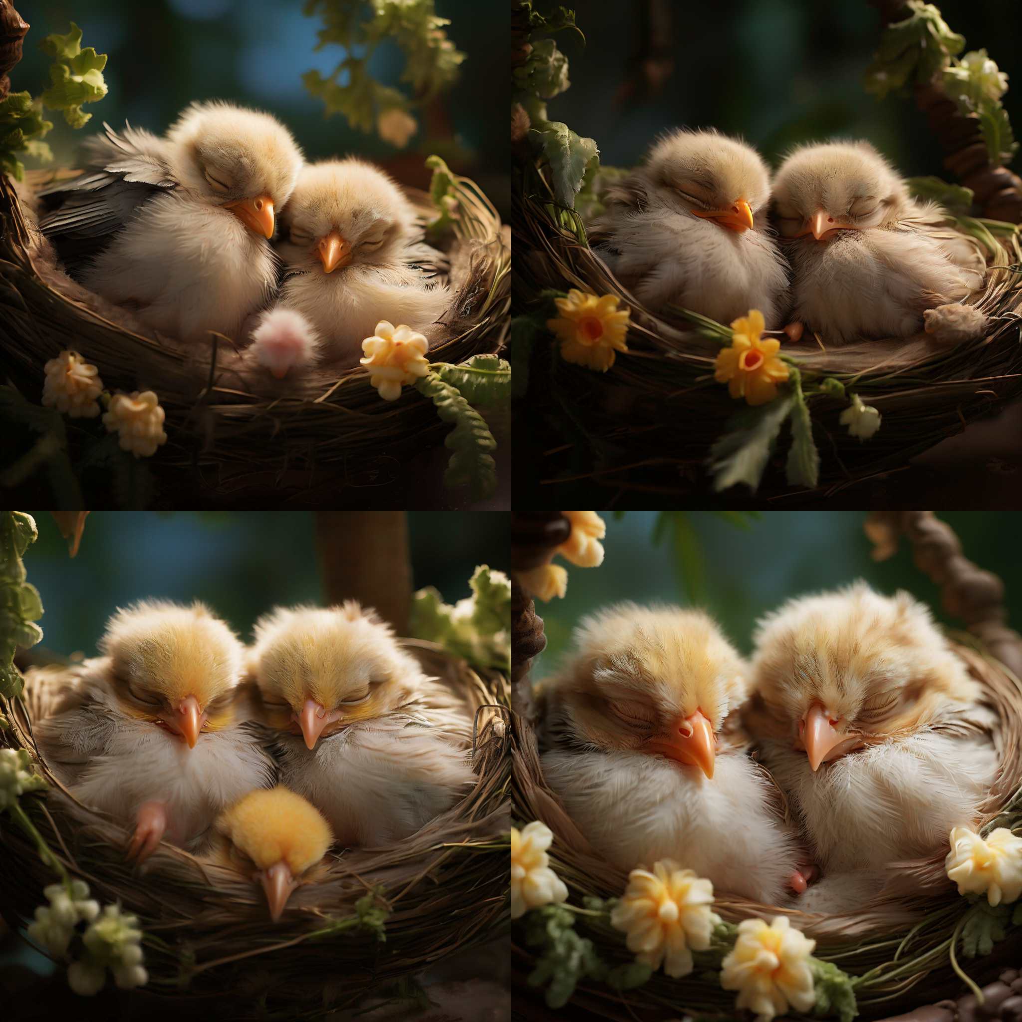 Sleeping baby birds