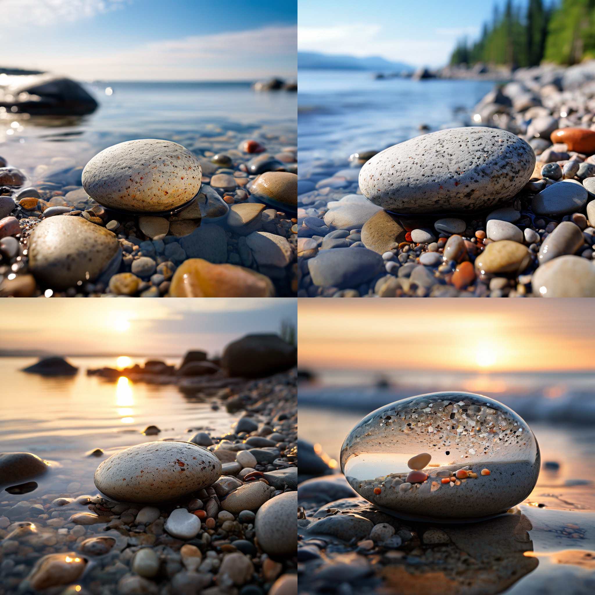 A pebble near the water