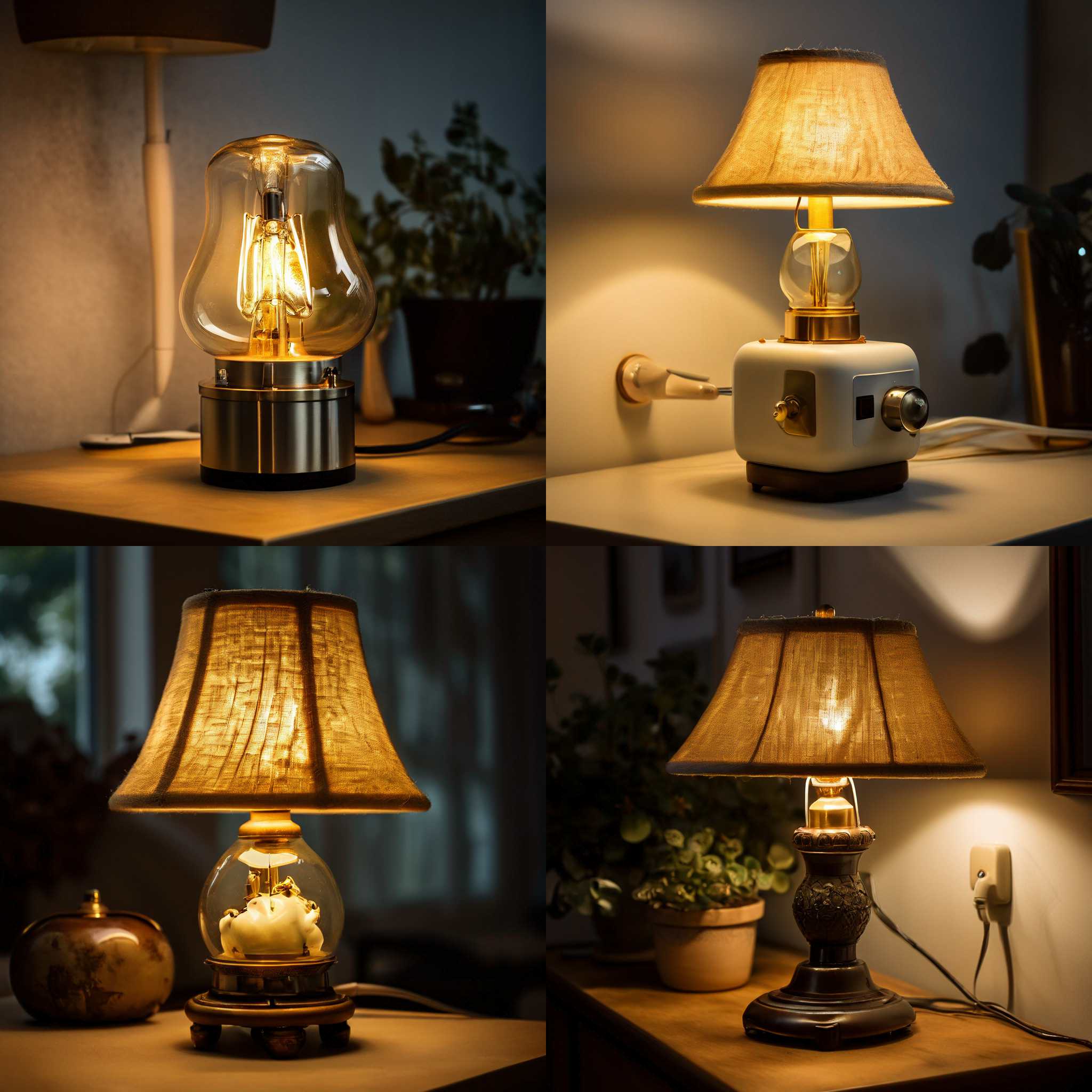 A lamp with the knob switched on