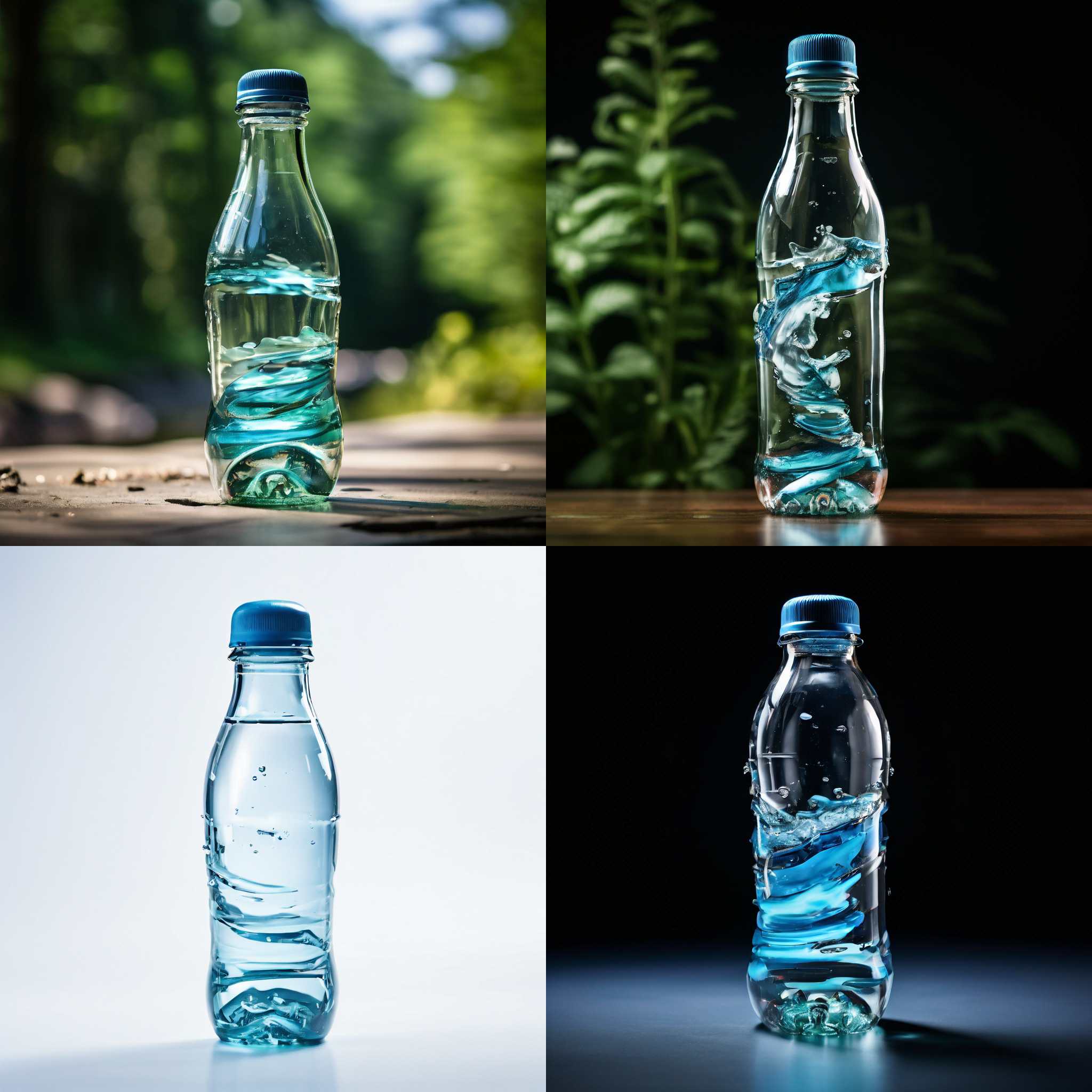 A capped water bottle turning upside down