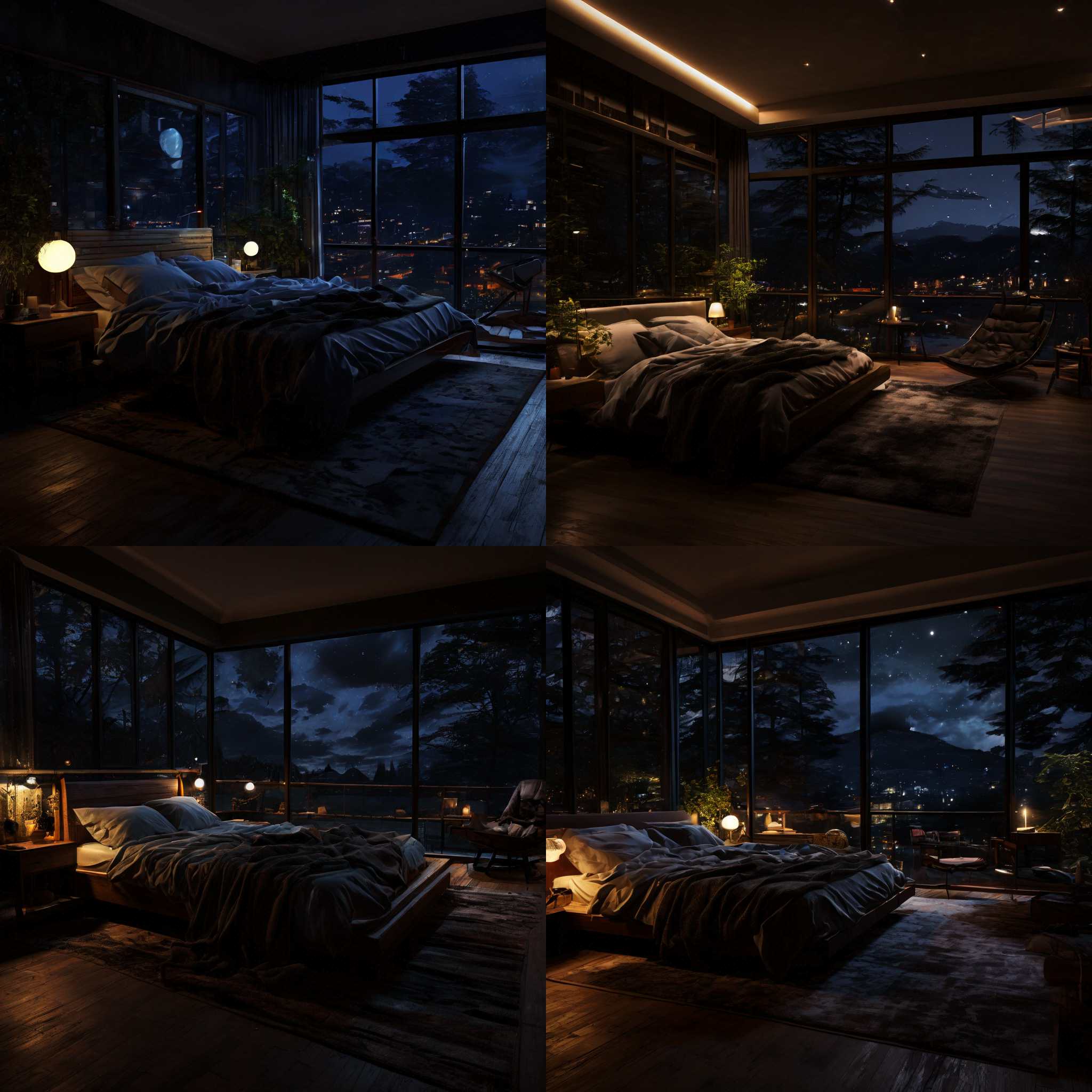 A bedroom at night