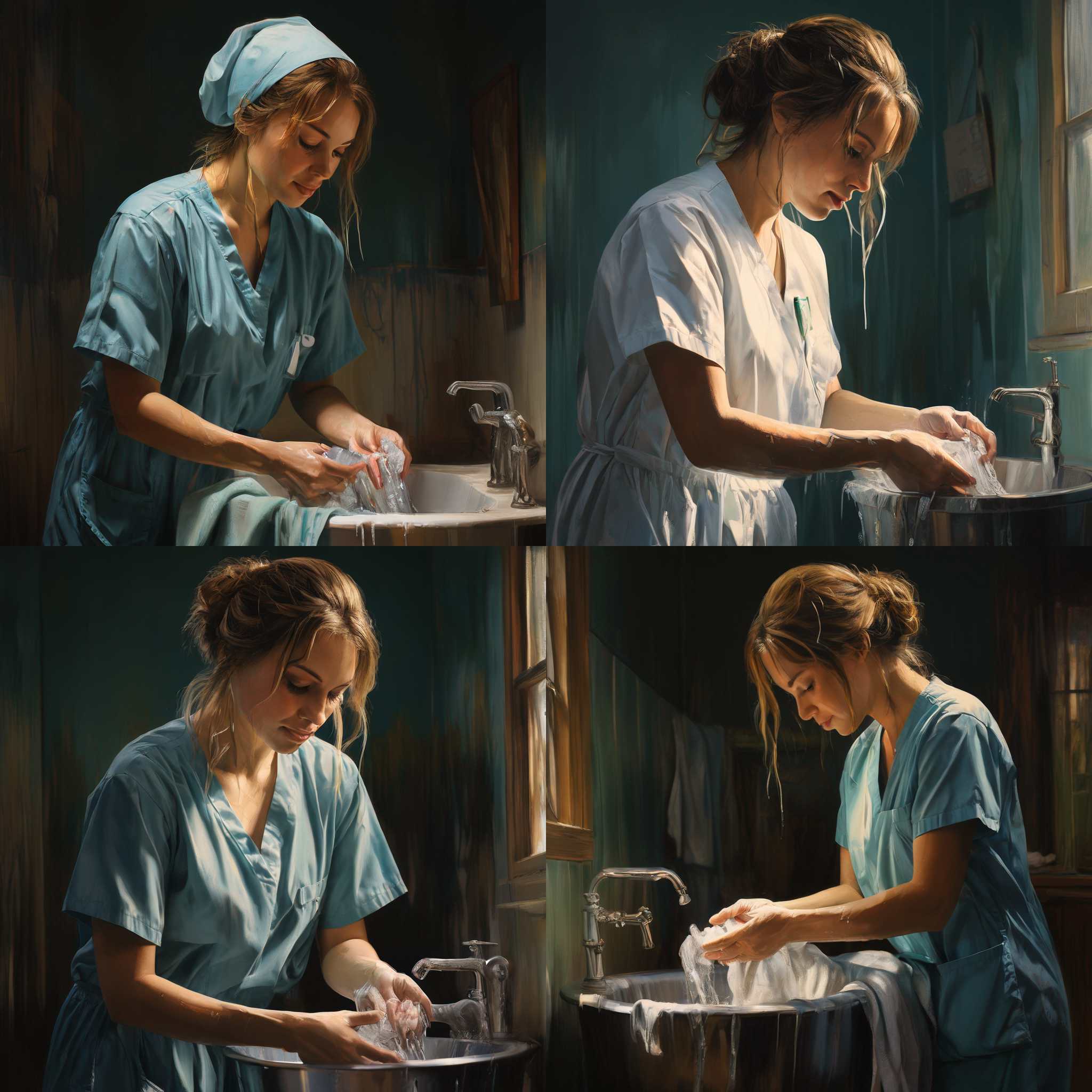 A nurse washing hands