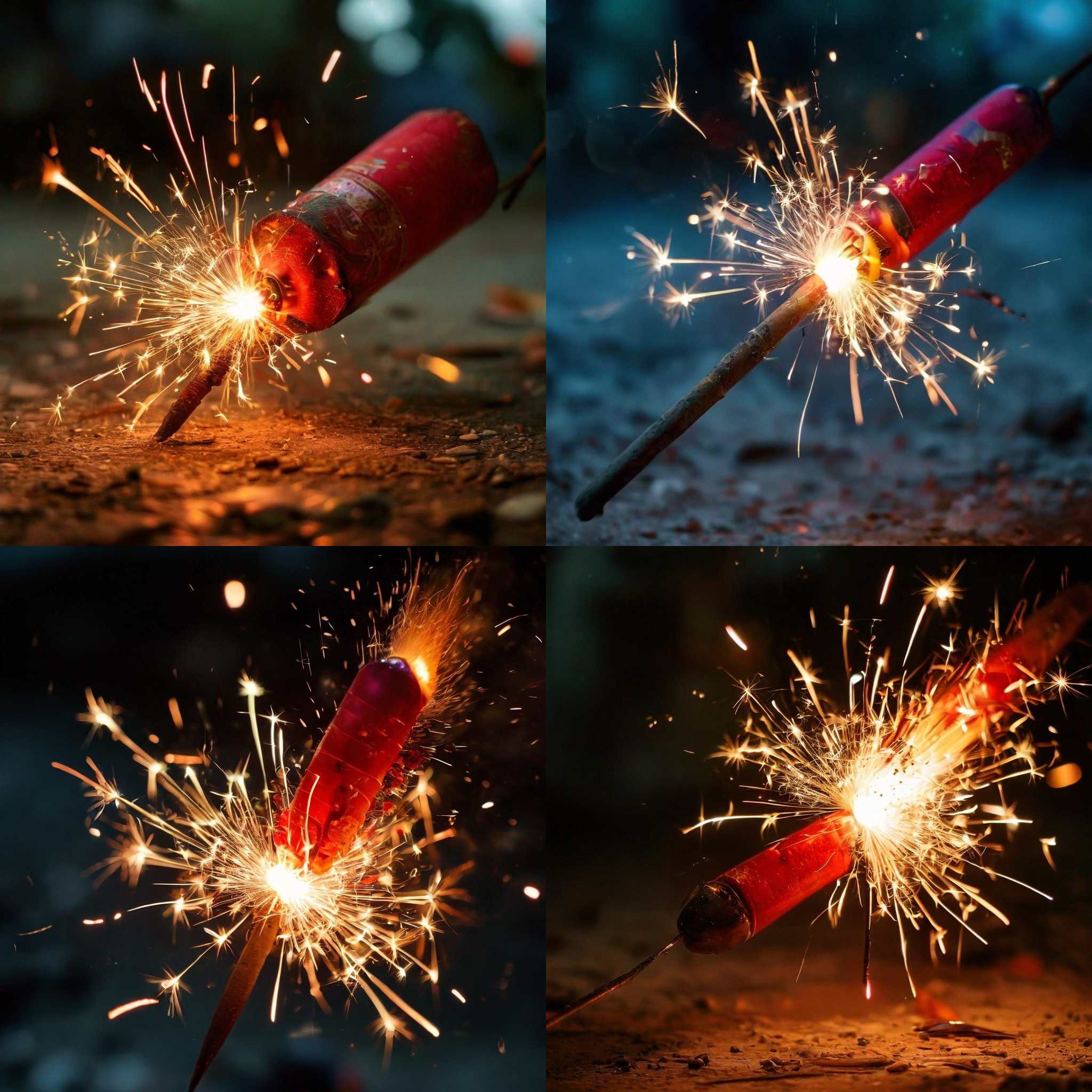 A firecracker in use