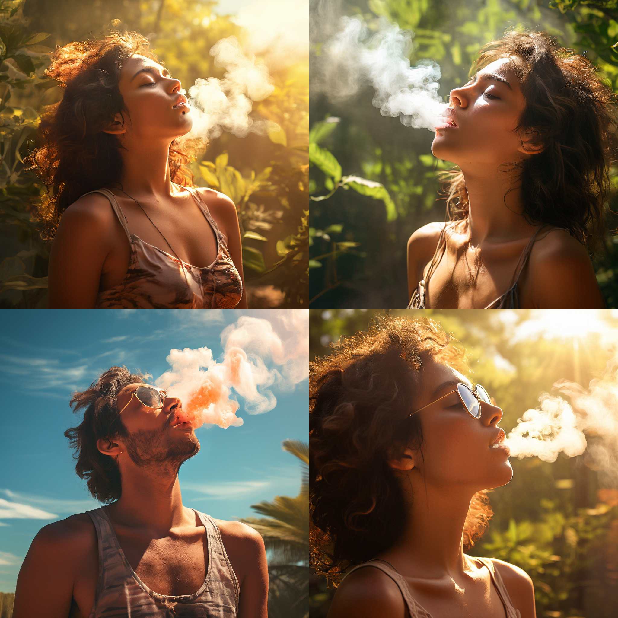 A person exhaling on a hot summer day