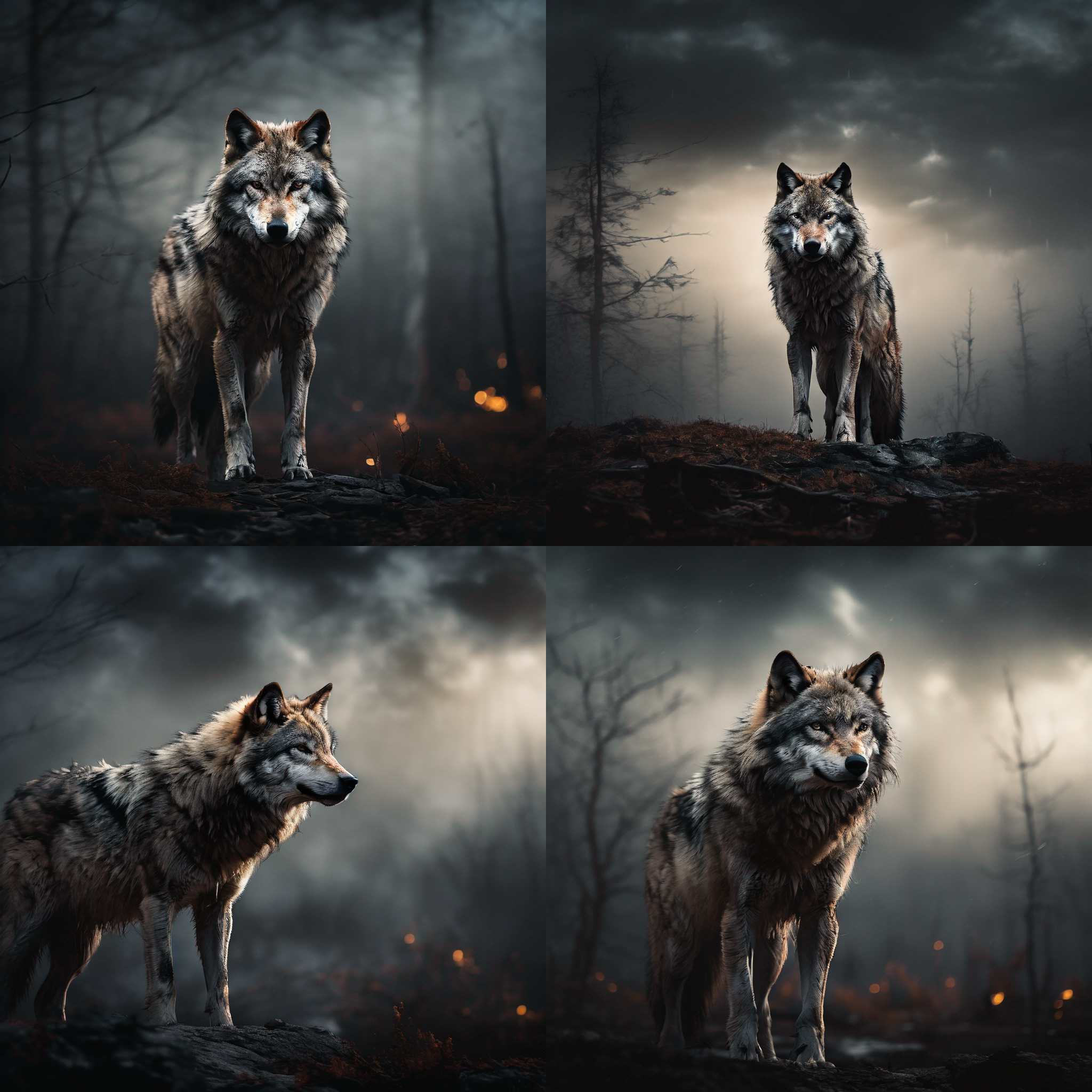 A lone wolf standing in silence