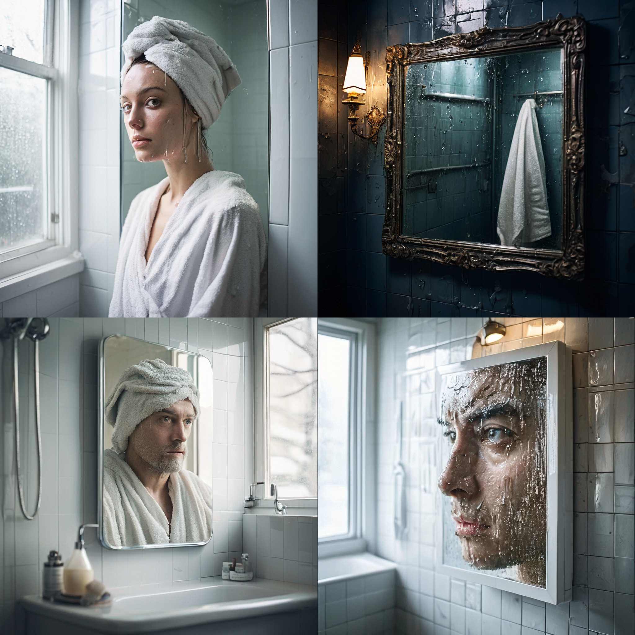 The bathroom mirror after a cold shower