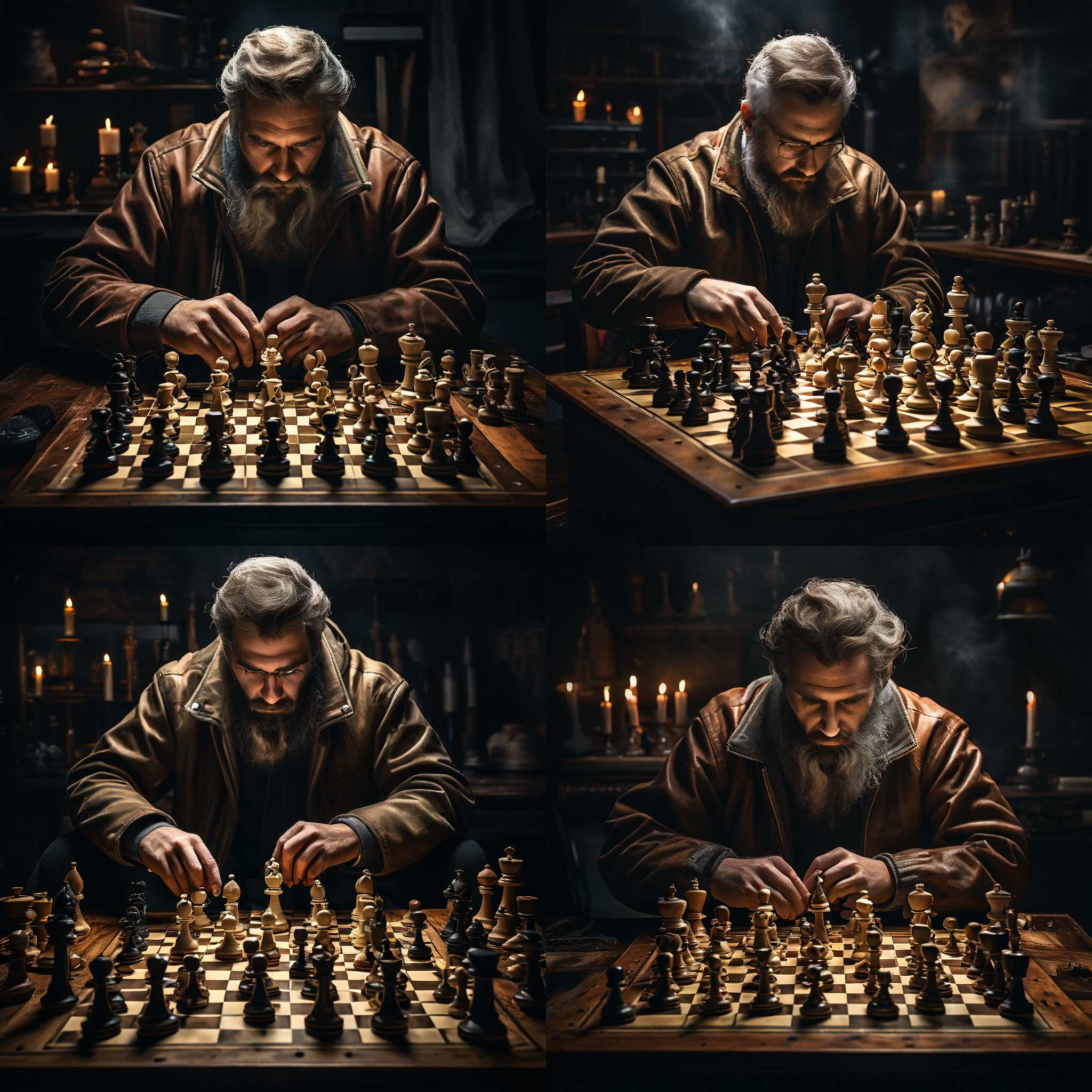 A chess player setting up pieces