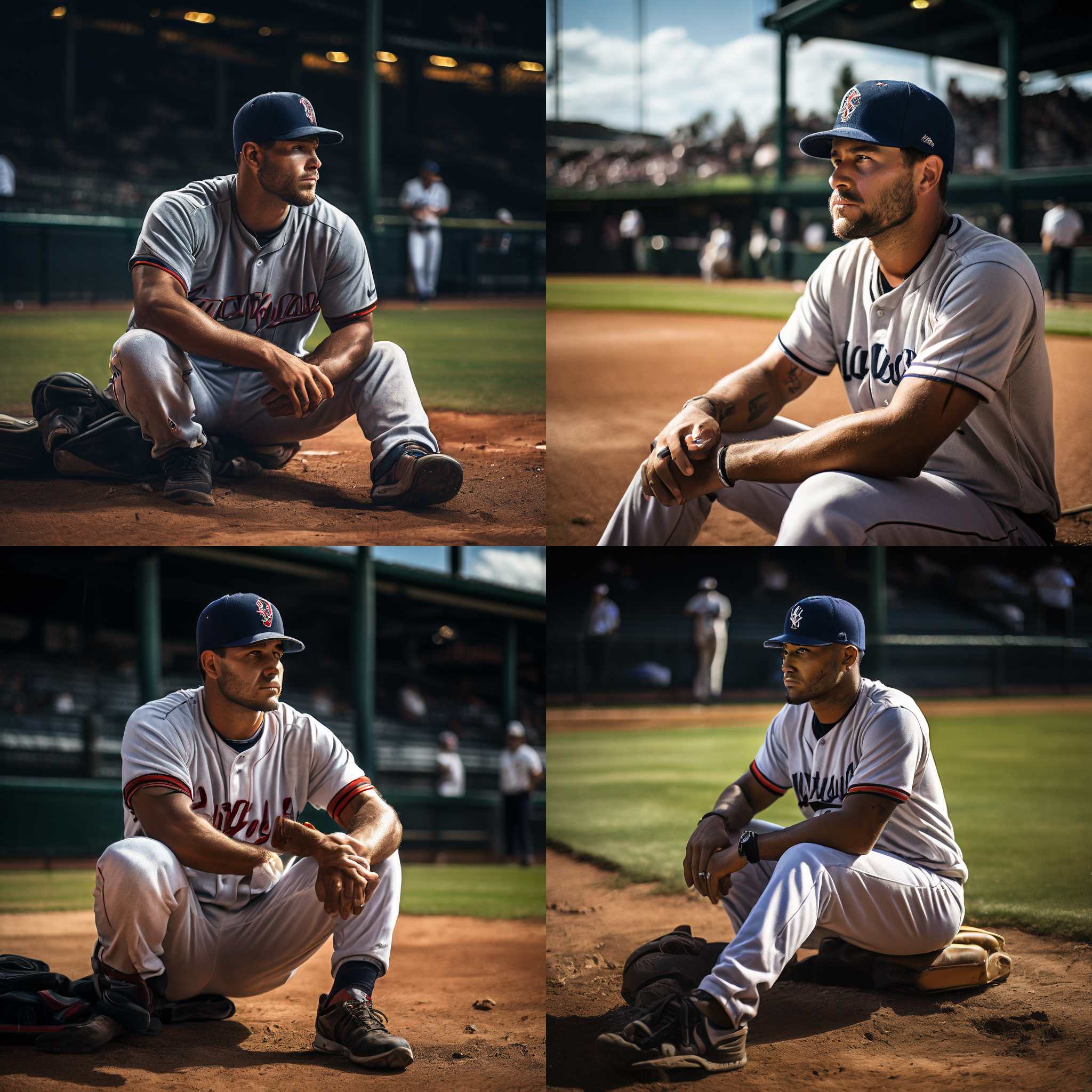 A baseball player taking a rest during the game