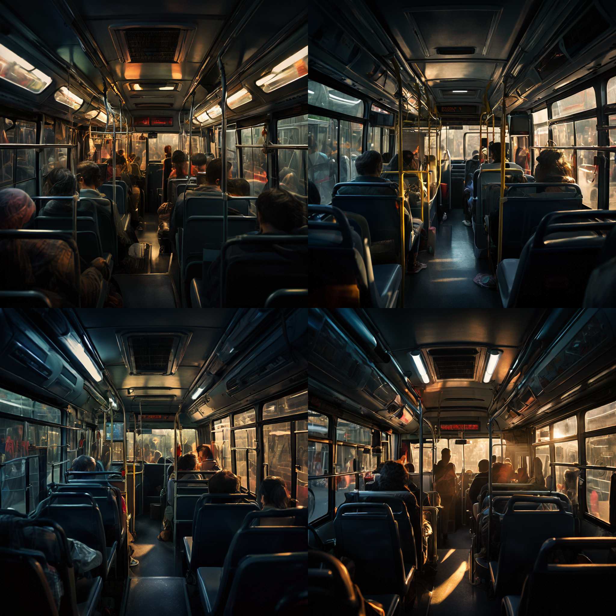 The inside of a bus during peak hours