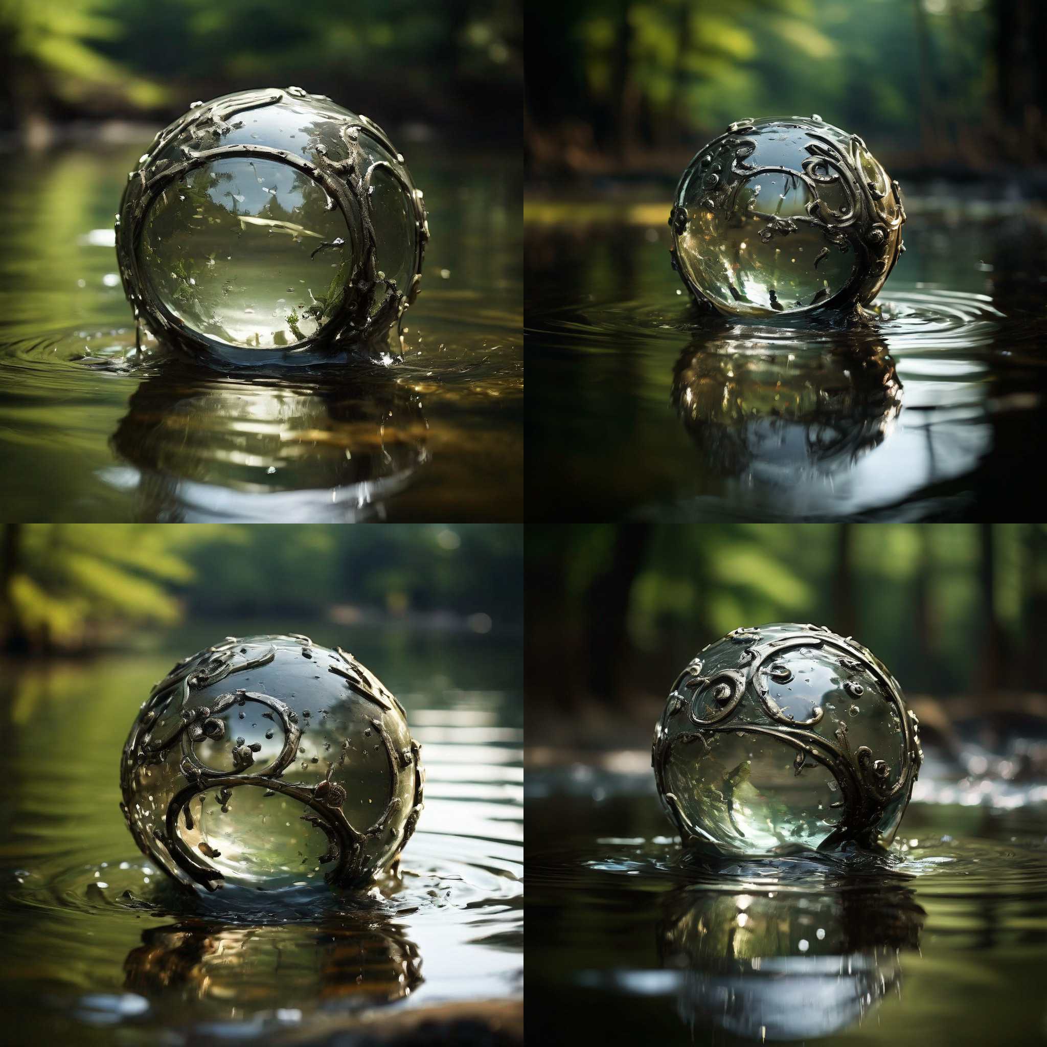 An iron ball in water