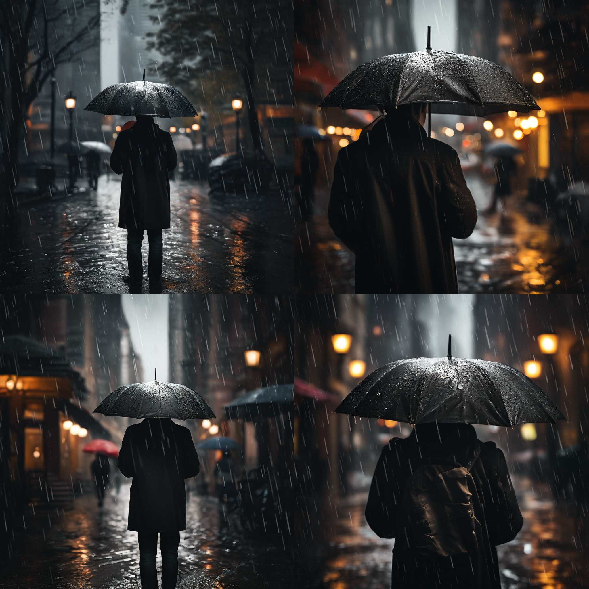 A person with an umbrella outside on a rainy day