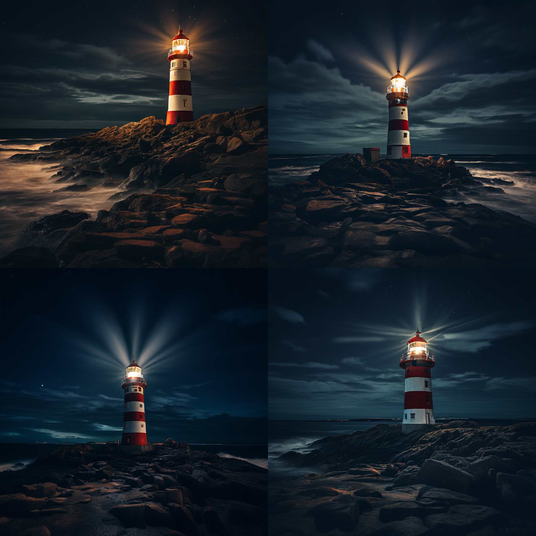 A lighthouse during nighttime