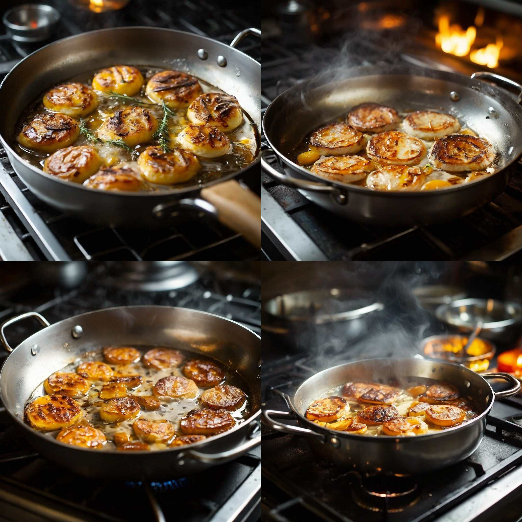 A stainless steel pan heated properly