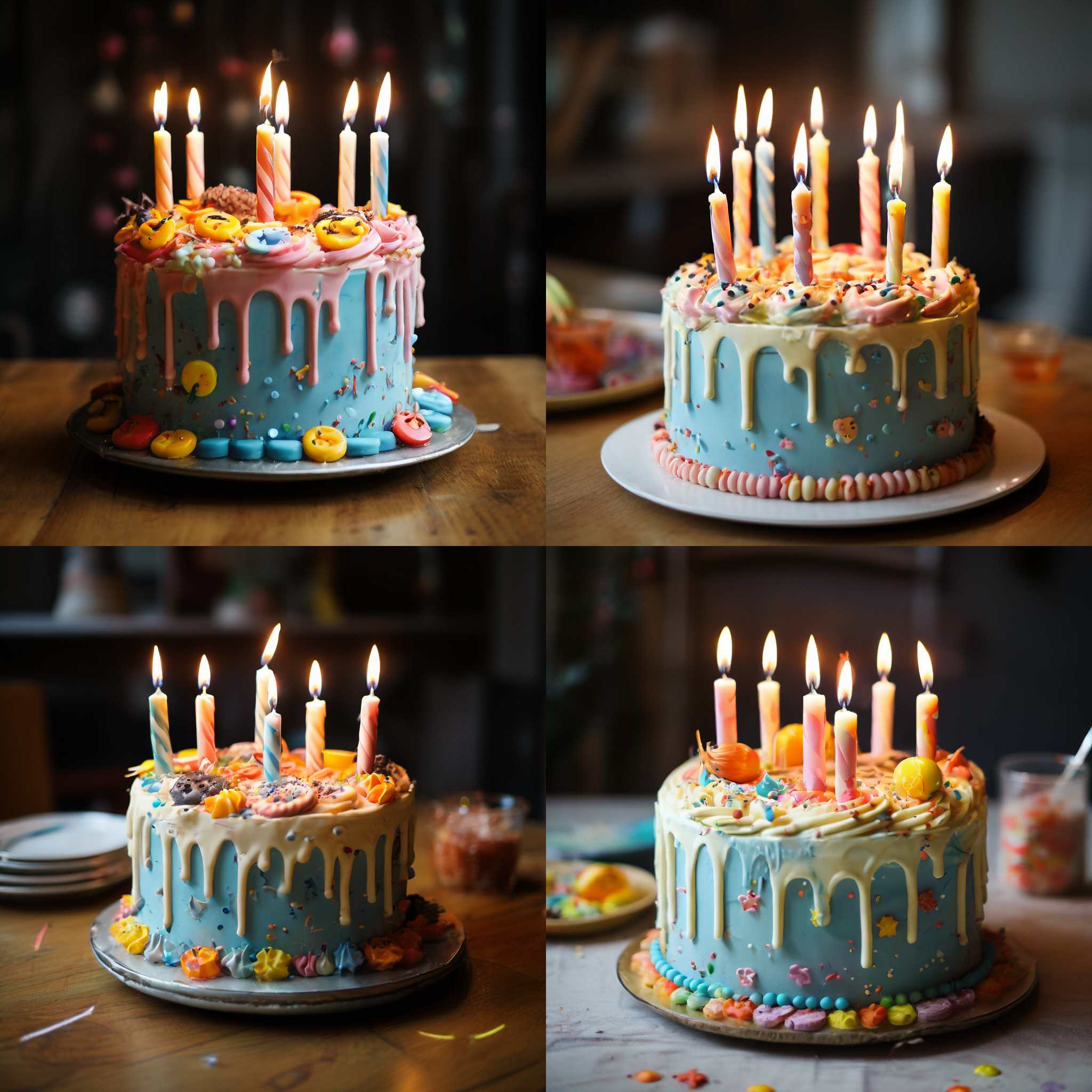 A two-year-old kid's birthday cake with taper candles