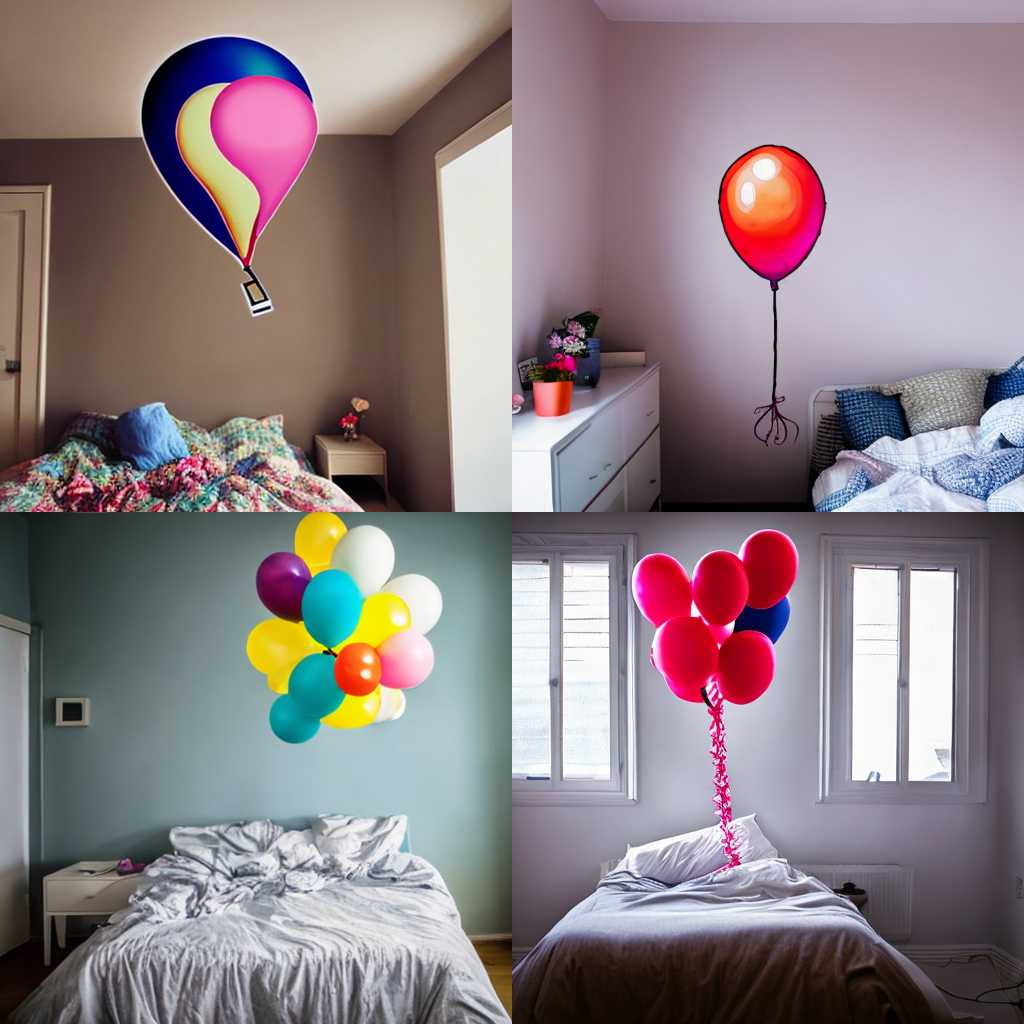 A balloon filled with helium in the bedroom