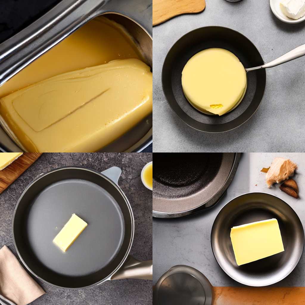 A piece of butter in a heated pan