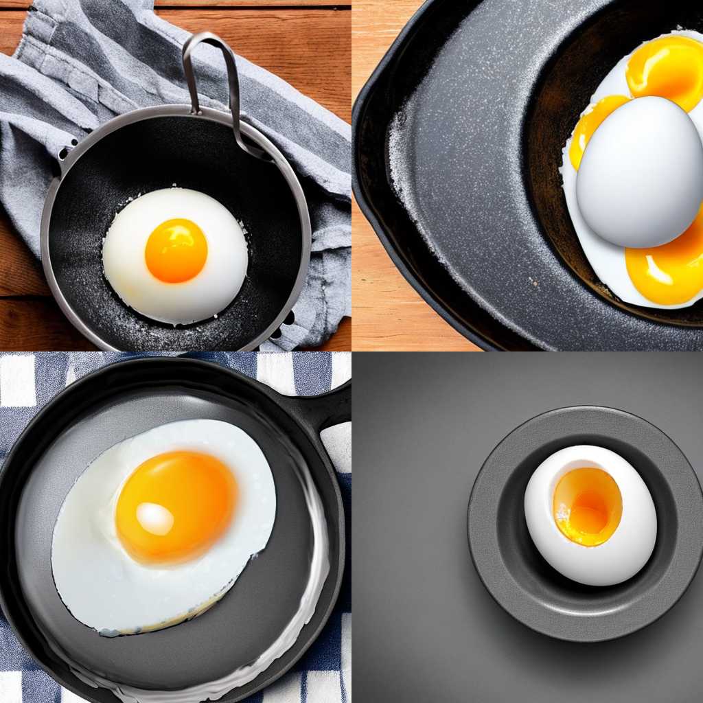 A cracked egg in a cold pan