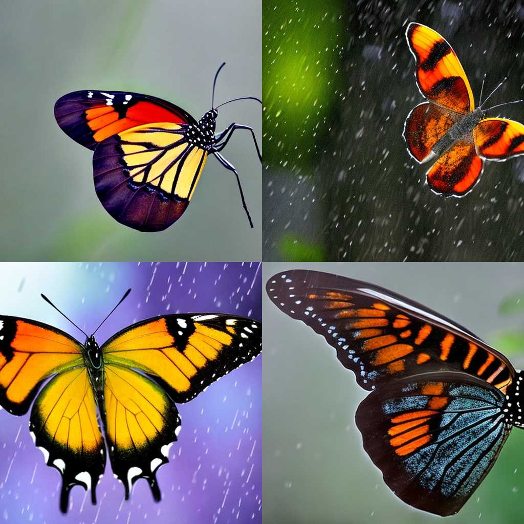 A butterfly on a rainy day