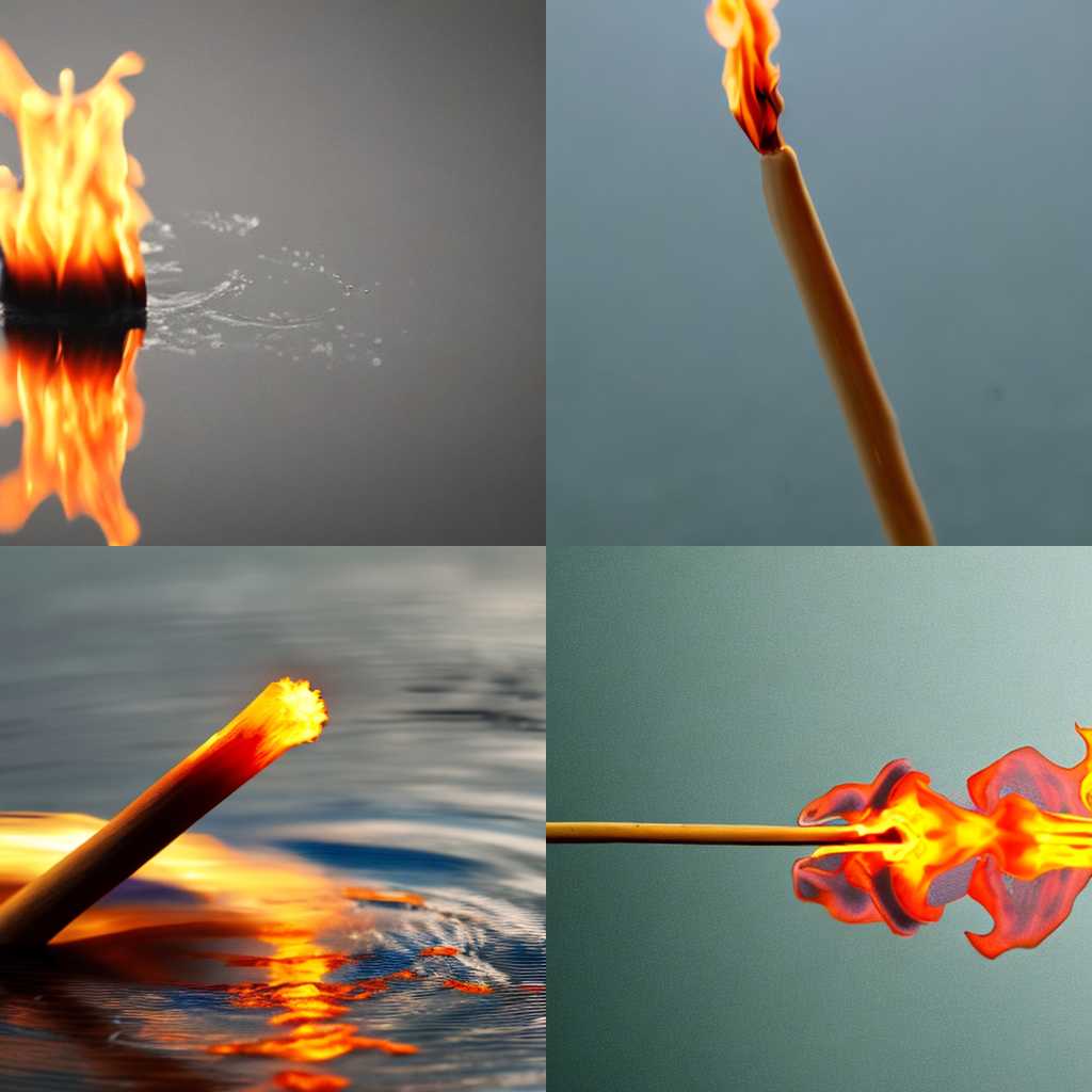 A burning matchstick dipped into water