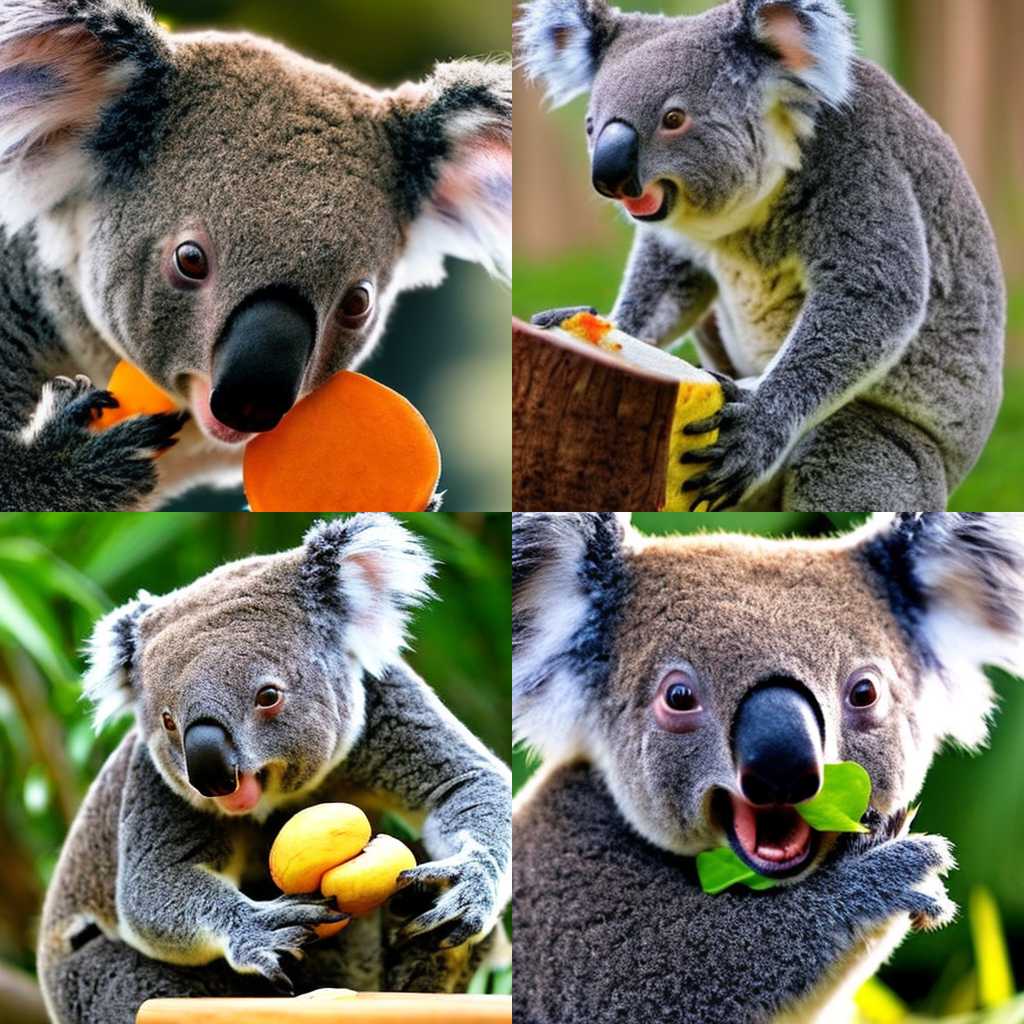 A koala eating