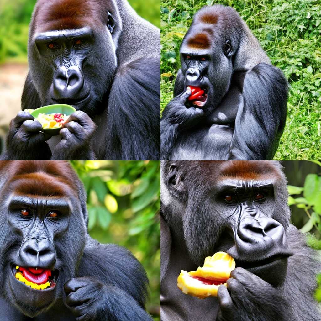 An eating gorilla