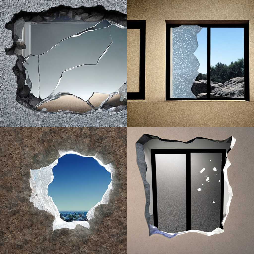 A glass window hit by a rock