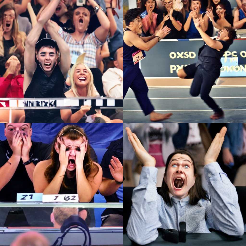 A person's reaction to winning a competition