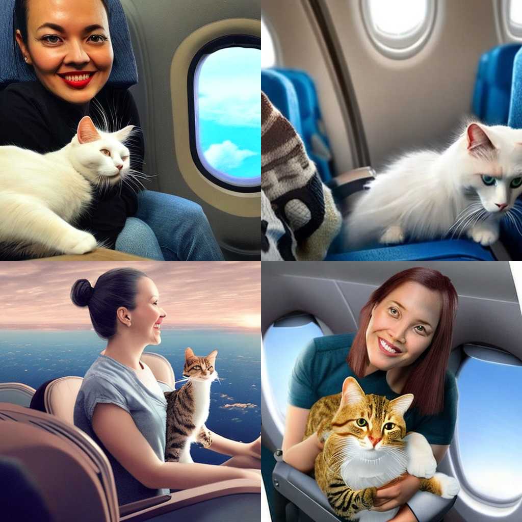 A passenger with her cat on the plane