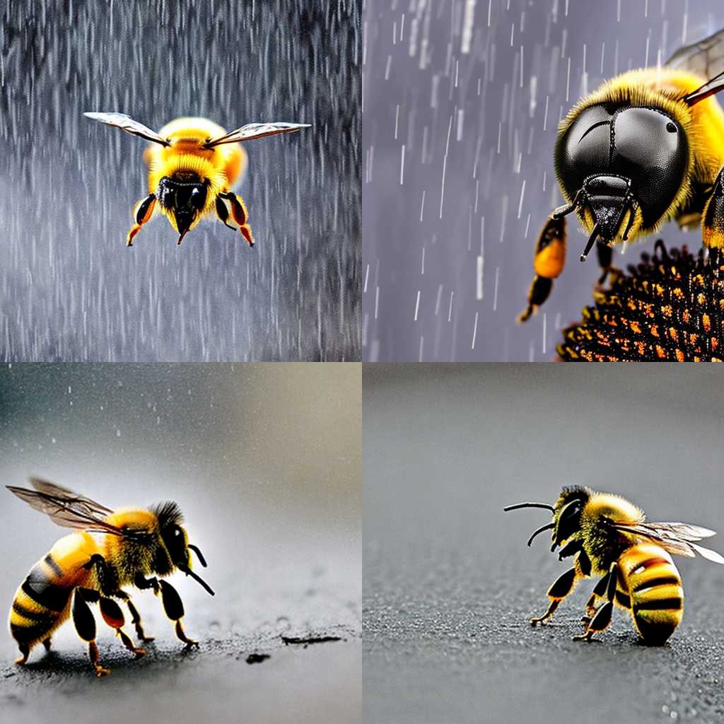 A bee on a rainy day