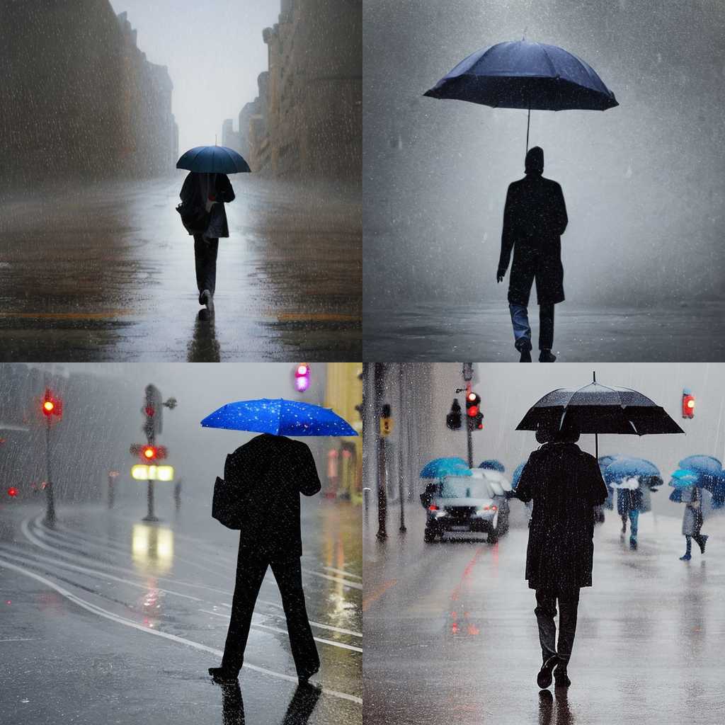 A pedestrian on a rainy day