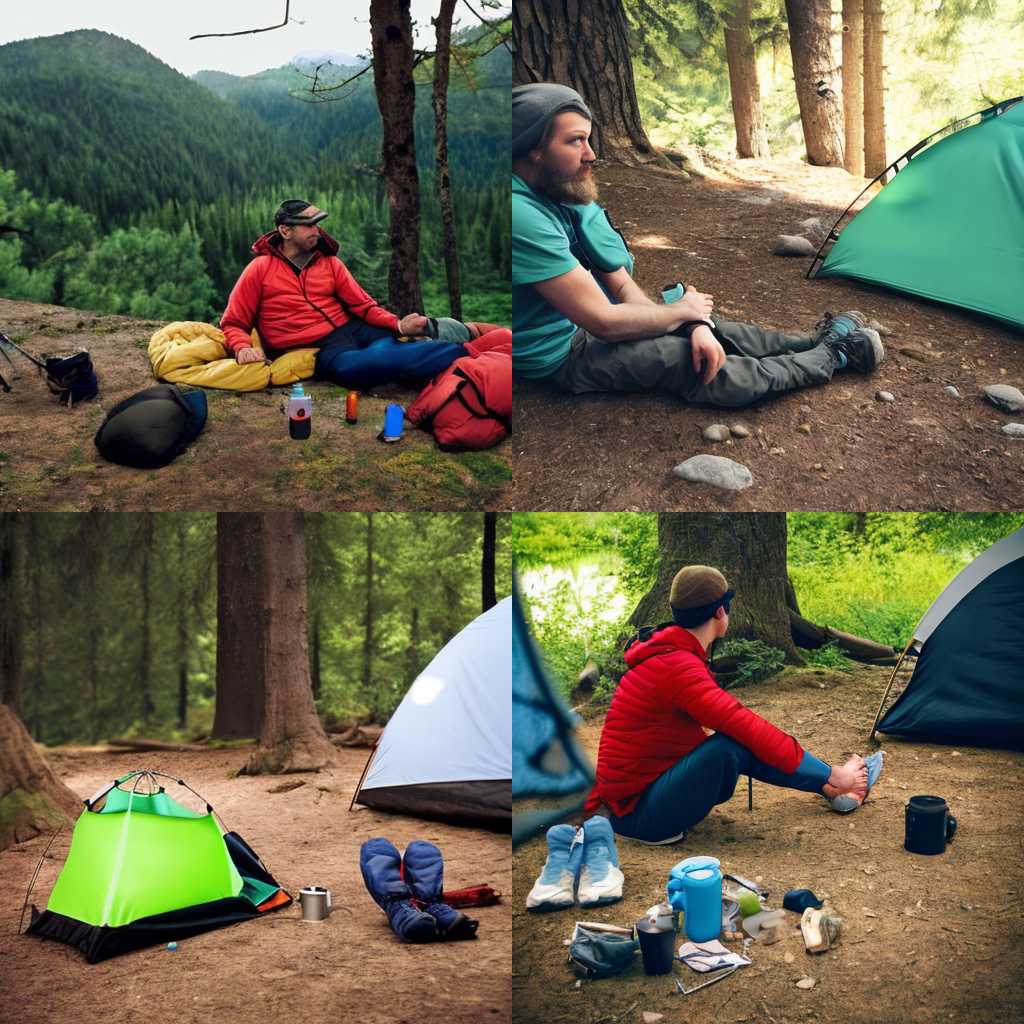 A hiker resting at the campsite