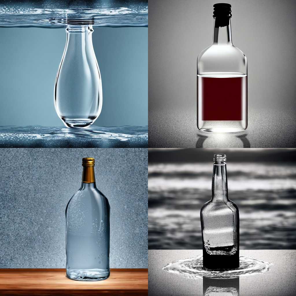 An empty bottle in water