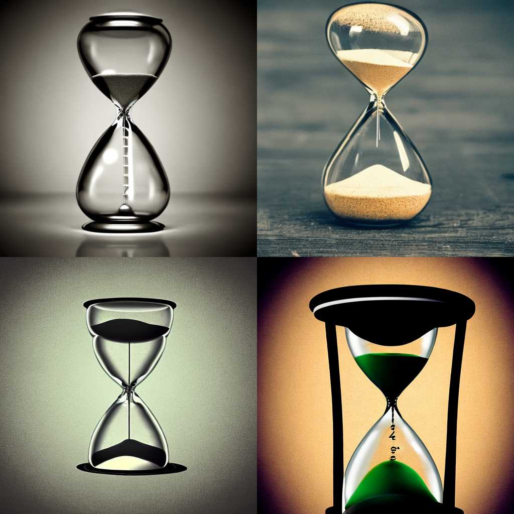 An hourglass just finishing its counting