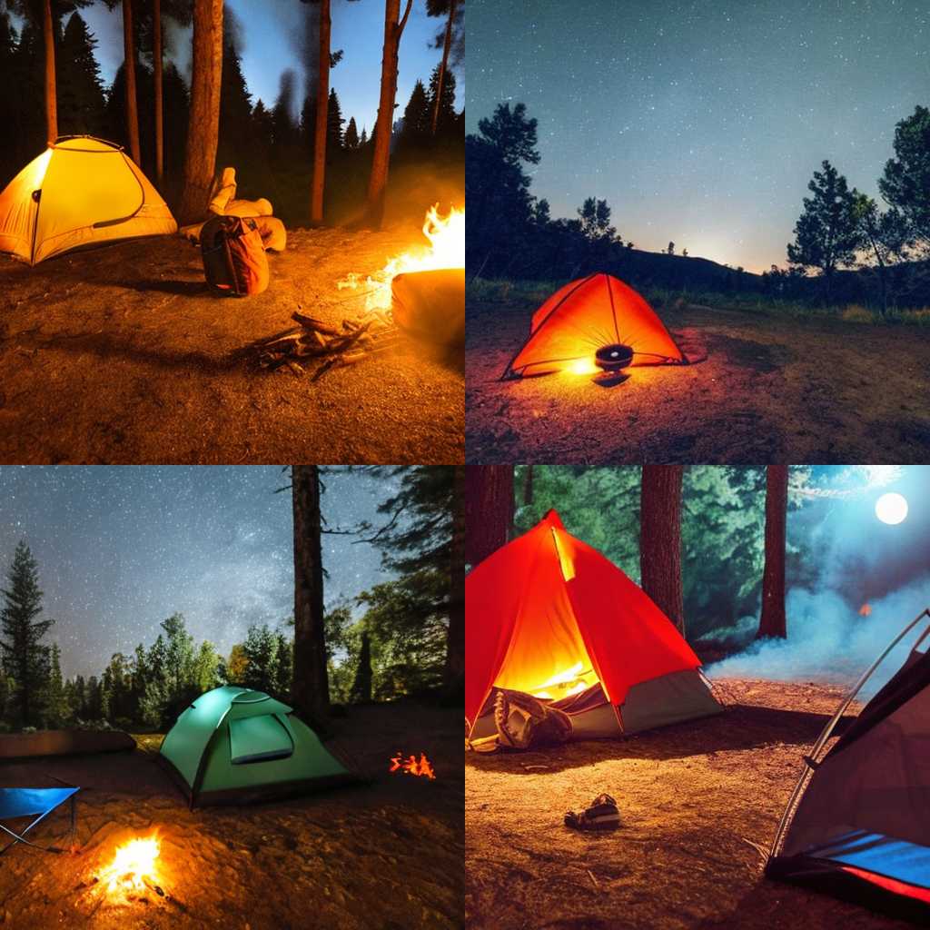 A campsite during a fire ban at night