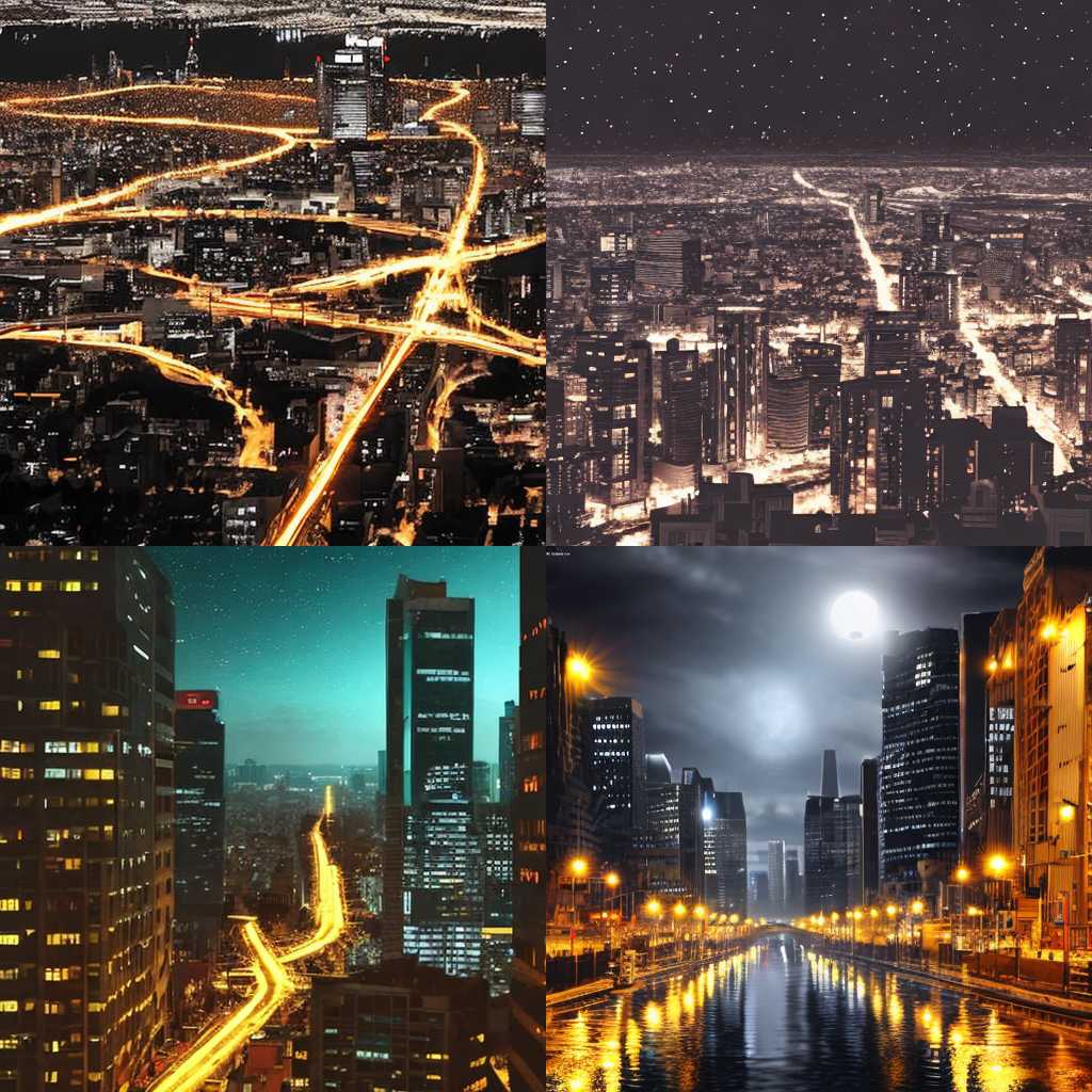 A city during a blackout at night