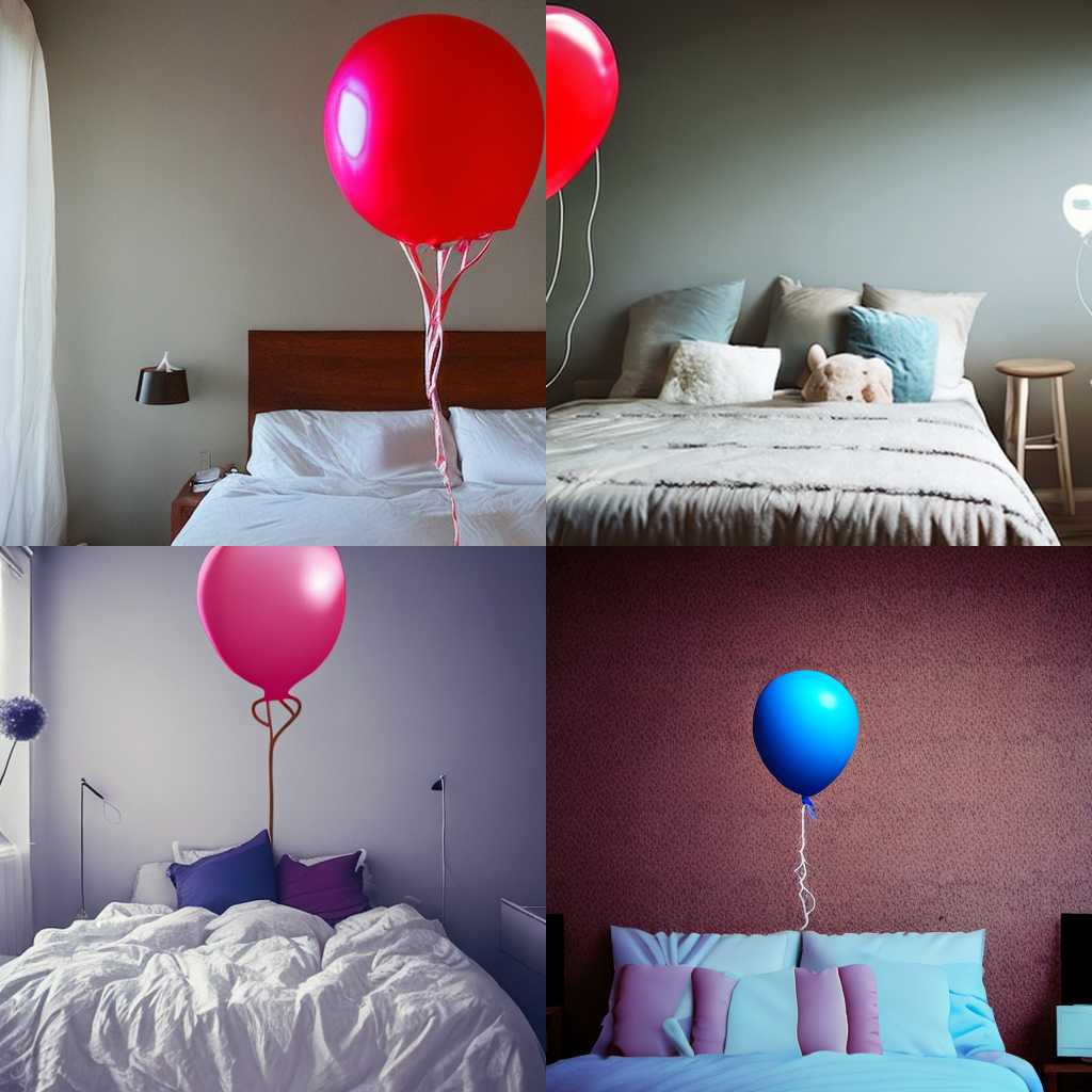 A balloon filled with air in the bedroom