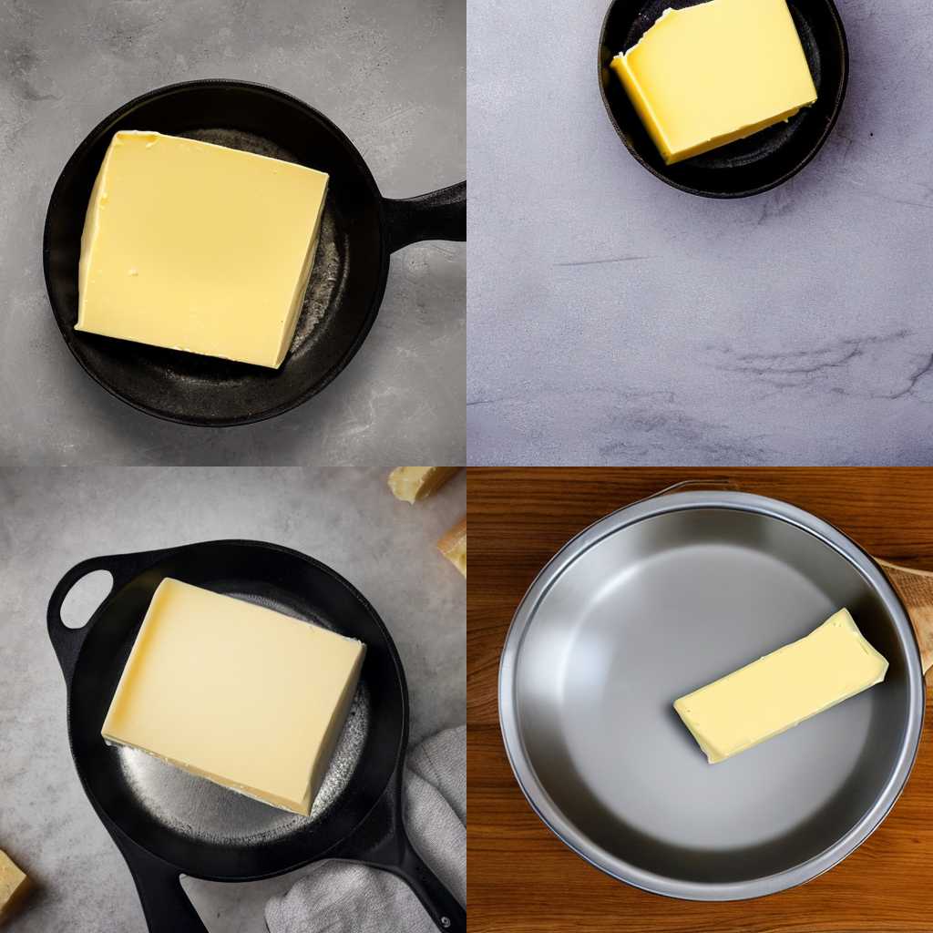 A piece of butter in a cold pan