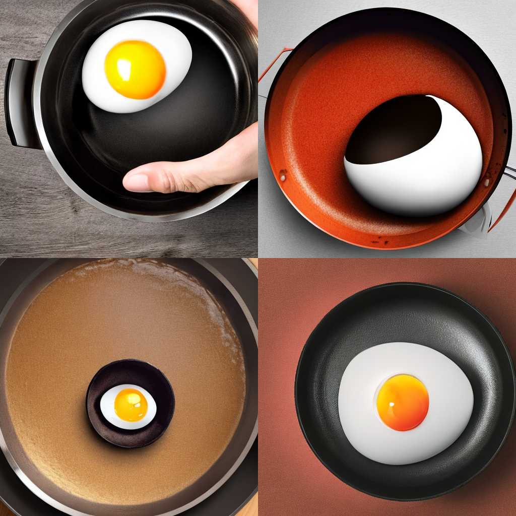 A cracked egg in a hot pan