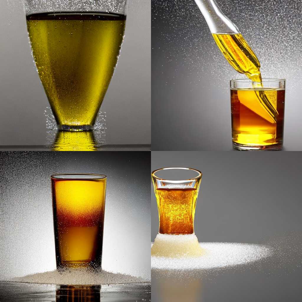 A glass of oil mixed with sugar