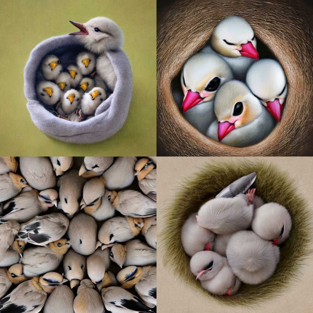 Sleeping baby birds