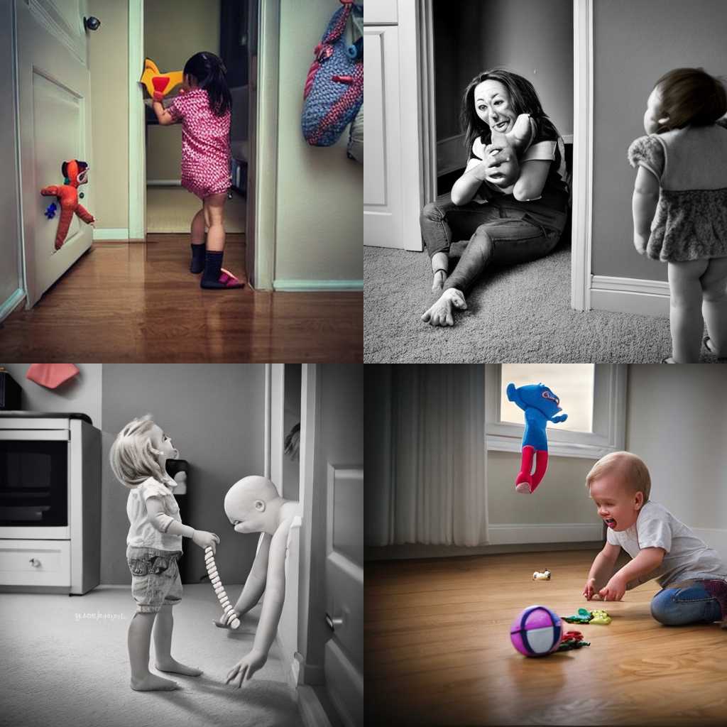 A child's reaction to her parent taking her toys away