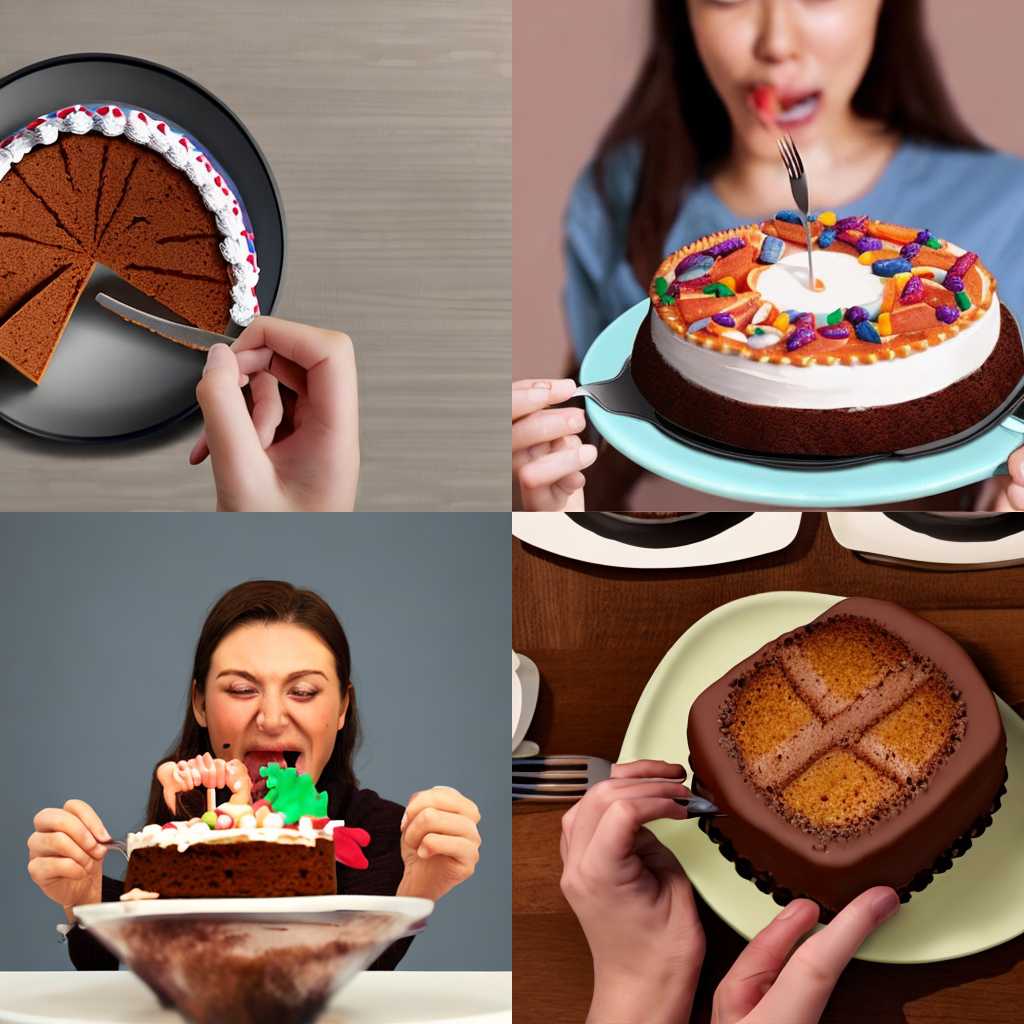 A person eating a cake for a regular dinner