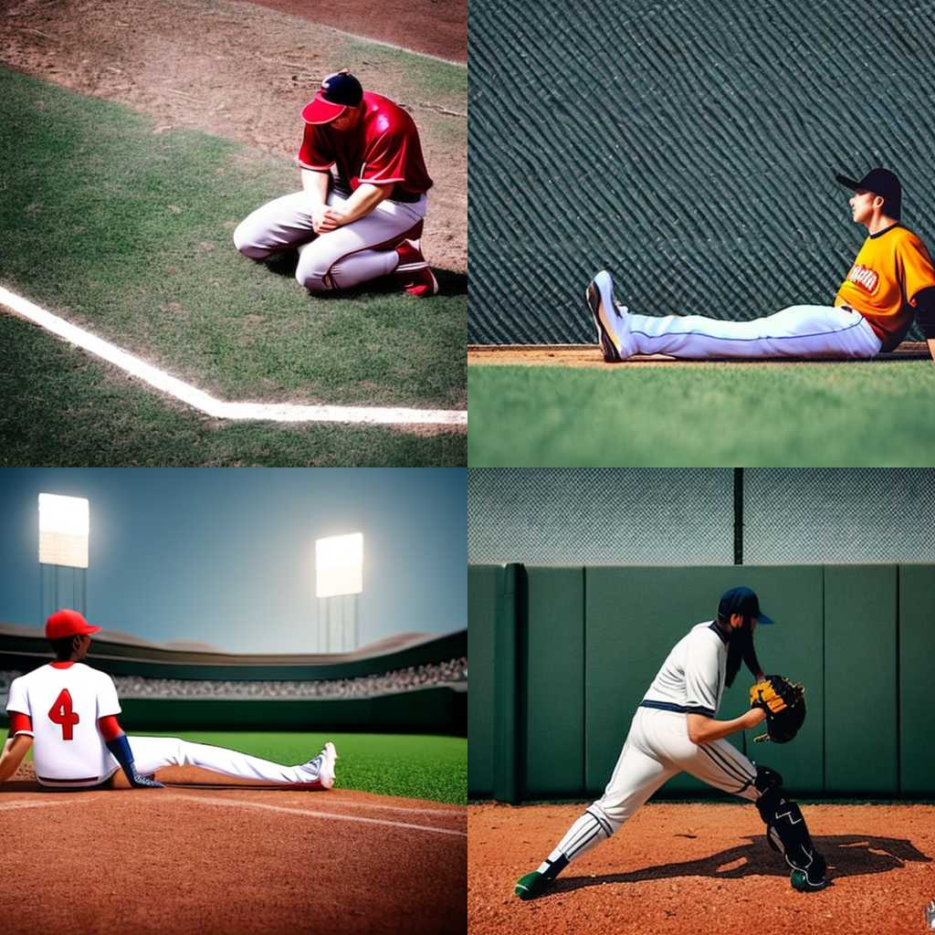 A baseball player taking a rest during the game