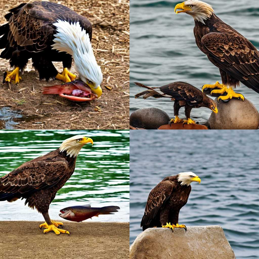 An eagle eating a fish