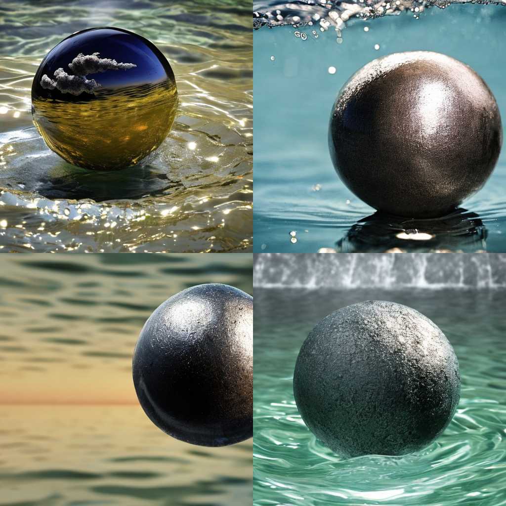 An iron ball in water