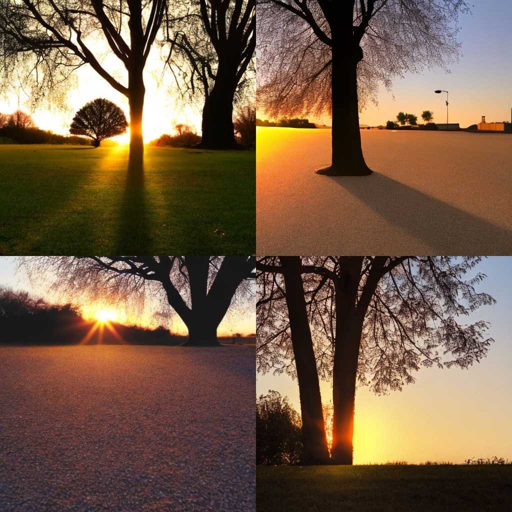 The shadow of a tree at sunset